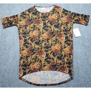 LulaRoe Irma Top Tunic Womens 2XS Animal Floral Round Neck Short Sleeve New
